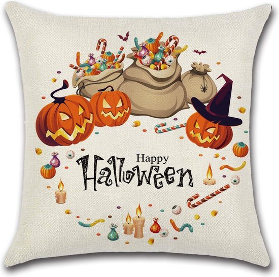 Kussenhoes Halloween - Candy - Kussenhoes - Halloween - 45x45 cm - Sierkussen - Polyester
