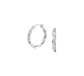 YO&NO - Oorbellen - Zilver - Oorringen - Gedraaid - Zirkonia - 3,2mm - 22mm - Sieraden vrouw - Gerhodineerd - Zilver 925