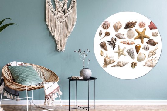 Cercle mural - Aluminium - Coquillages - Plage - Couleur - Collage - ⌀ 120 cm XXL