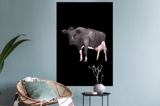 Stickers muraux - Film autocollant - Vache - Illustration - Zwart - 60x90 cm - Film adhésif - Stickers muraux Chambre d'enfant - Papier peint autocollant