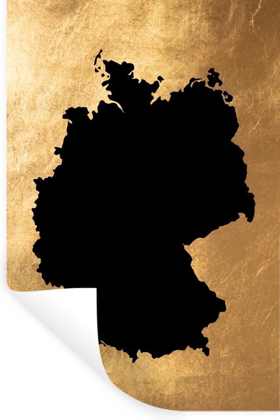 Muurstickers - Sticker Folie - Kaart Europa - Duitsland - Zwart - 20x30 cm - Plakfolie - Muurstickers Kinderkamer - Zelfklevend Behang - Zelfklevend behangpapier - Stickerfolie