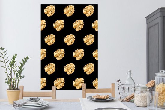 Stickers muraux - Feuille autocollante - Or - Monstera - Motif - 80x120 cm - Feuille adhésive - Stickers muraux chambre enfant - Papier peint autocollant - Papier peint autocollant - Feuille autocollante