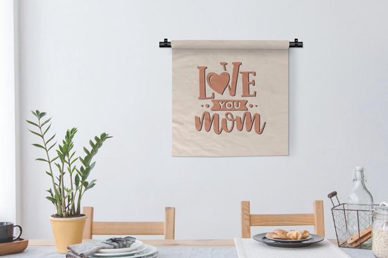 Tapisserie murale - Tissu mural - Je t'aime maman - Maman - Citations - Dictons - 60x60 cm - Tapisserie