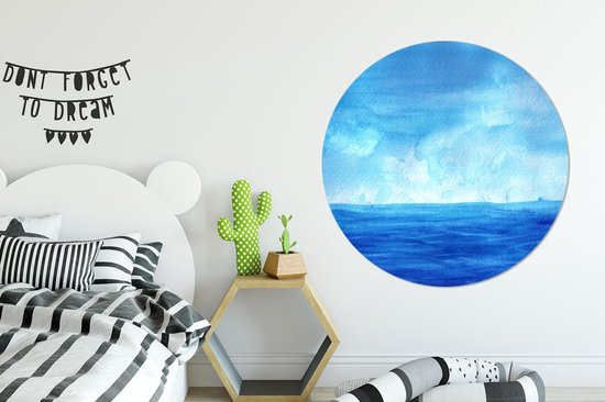 WallCircle - Wall Circle - Wall Circle - Aquarelle - Mer - Ciel - Aluminium - Dibond - 140x140 cm - Intérieur et Extérieur