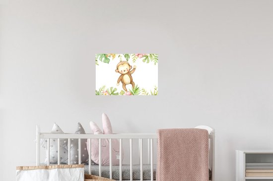 Stickers muraux - Singe - Jungle - Aquarelle - 30x20 cm - Feuille adhésive