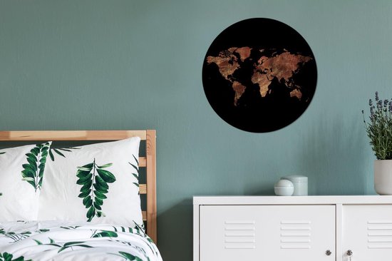 Wall Circle - Wall Circle Inside - Carte du Wereldkaart - Vintage - Marron - ⌀ 60 cm - Décoration murale - Peintures ronds