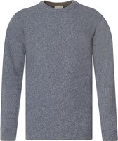 Profuomo heren trui wolmengsel - slim fit met O-hals - jeansblauw melange -  Maat: S