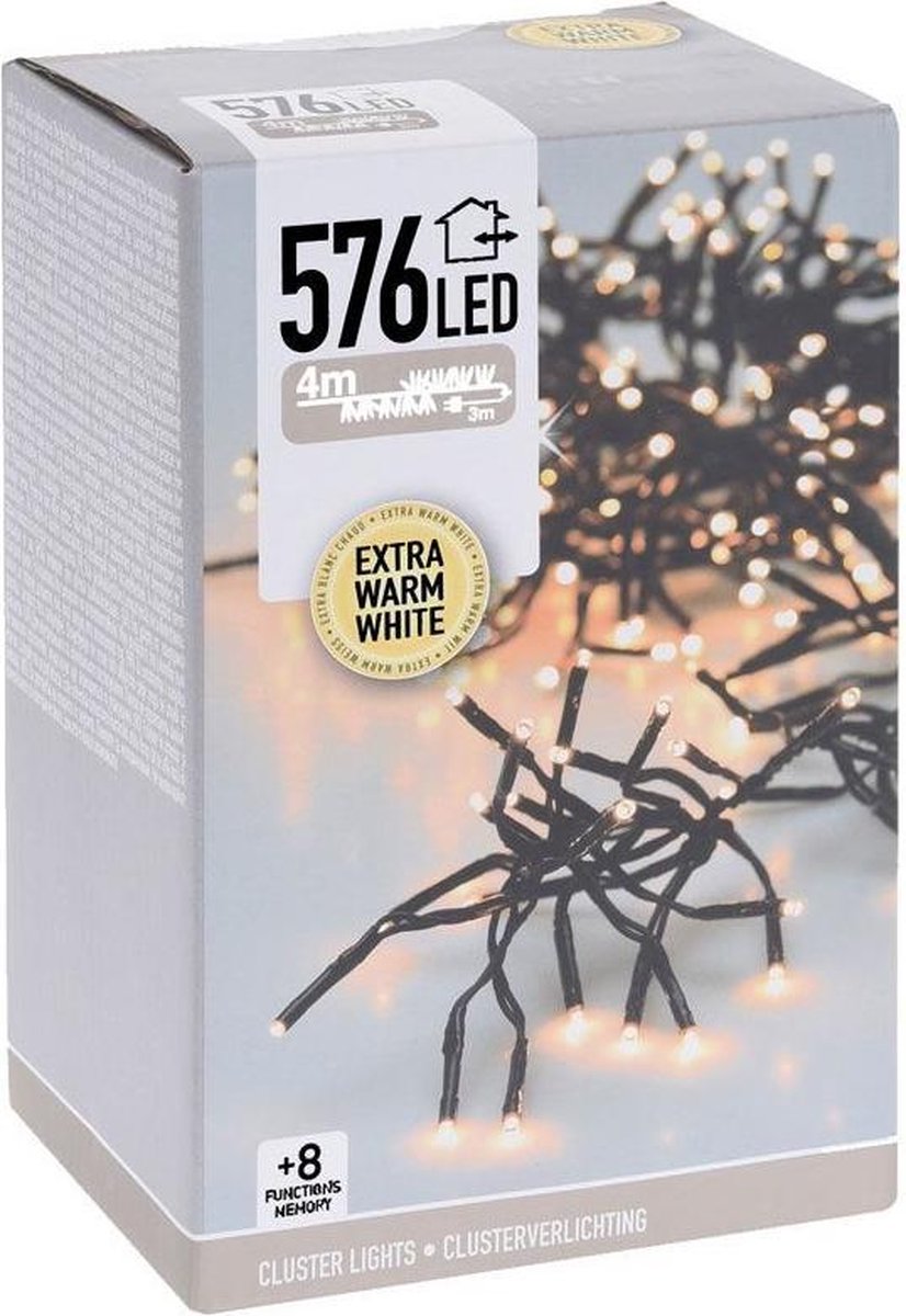 Clusterverlichting - 576 LED - 4m - extra warm wit