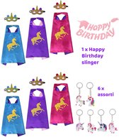 Unicorn Feestpakket|Eenhoorn |Unicorn Speelgoed | Verjaardag Unicorn | Unicorn Bannerslinger|Paars | Blauw | Roze |Cape | Masker |