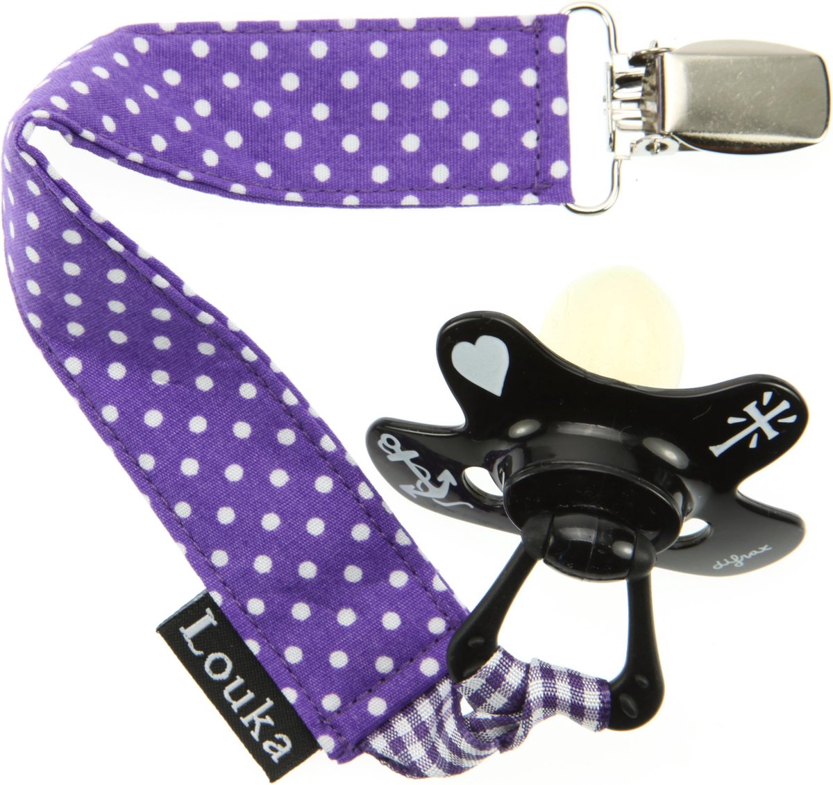 Goedkoopste Louka Speenkoord paars met kleine witte stip - speenketting