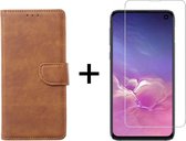 Samsung S10 Lite Hoesje - Samsung Galaxy S10 Lite hoesje bookcase bruin wallet case portemonnee hoes cover hoesjes - 1x Samsung S10 Lite screenprotector