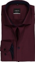 VENTI modern fit overhemd - bordeaux met blauw structuur (contrast) - Strijkvrij - Boordmaat: 39