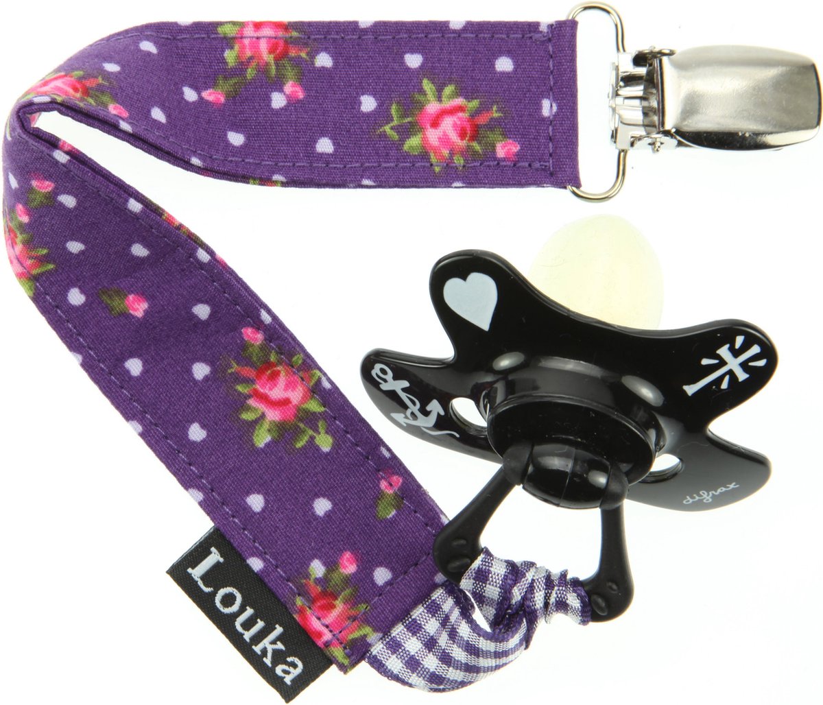 Goedkoopste Louka Speenkoord paars roosje - speenketting