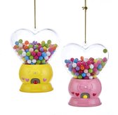Set van 8,5cm Hartvormige snoepmachine ornamenten