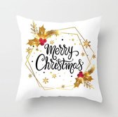 Kerst kussenhoes Wit Zwart Geel Merry Christmas  (45 x 45)