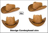 4x Luxe cowboyhoed  stro volwassen - Festival western wild west thema feest thema party hoofddeksel