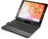 Case2go - Bluetooth toetsenbord Tablet hoes geschikt voor iPad 2021/2020/2019 - 10.2 Inch - 360 graden draaibaar - Toetsenbord verlichting - Zwart