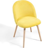 Miadomodo - Eetkamerstoelen - Velvet stoel - Beech Wood Legs - Backlest - Keukenstoel - Woonkamerstoel - Geel - 2 PCS
