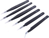Bol.com Set van 6 stuks metalen pincetten Pincet ESD RVS roestvaststaal anti-statisch / Verschillende maten / HaverCo aanbieding