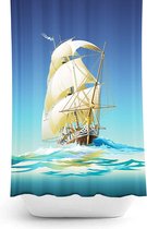 Zethome Sail Boat - Douchegordijn 120x200 - Digitaal Printen - Badkamer Gordijn - Shower Curtain - Waterdicht - Sneldrogend en Anti Schimmel -Wasbaar en Duurzaam