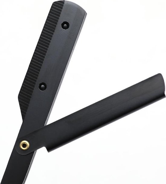 Open scheermes - Barbiersmes - Baardverzorging - Razor - Scheermes - Shavette -Mannen -Straight razor - Barbiersmes - Klapmes - Zwart - 14 cm