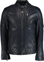DNR Leren winterjas donkerblauw RF Leren jas - Maat XL - Heren