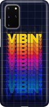 Samsung Galaxy S20 Plus Telefoonhoesje - Premium Hardcase Hoesje - Dun en stevig plastic - Met Quote - Vibin - Zwart