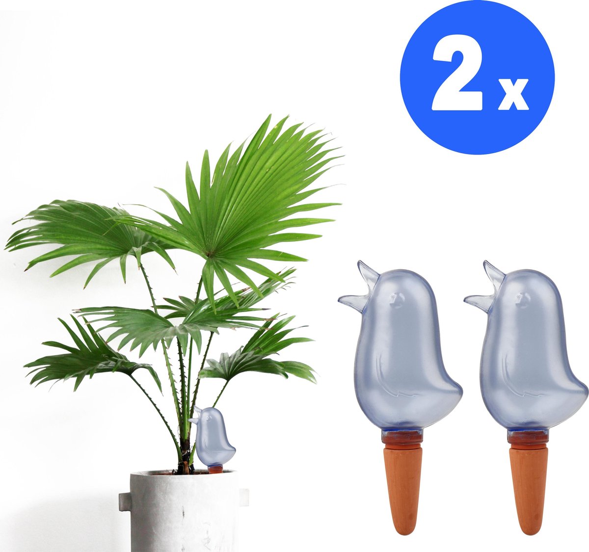 Waterdruppelaar voor Planten 2 stuks - Waterbol Kamerplanten - Automatisch Watergeefsysteem - Vogel - Blauw - devos