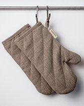 VANLINNEN - Linen oven mitts 2 pieces - Rough grey linnen - kitchen accessory - oven mitts - 100% linen - linnen want