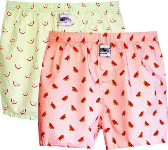 Binkie Boxershort Box | 2 Wijde Boxers | Watermeloen & Appeltjes Boxershort | Maat L/XL