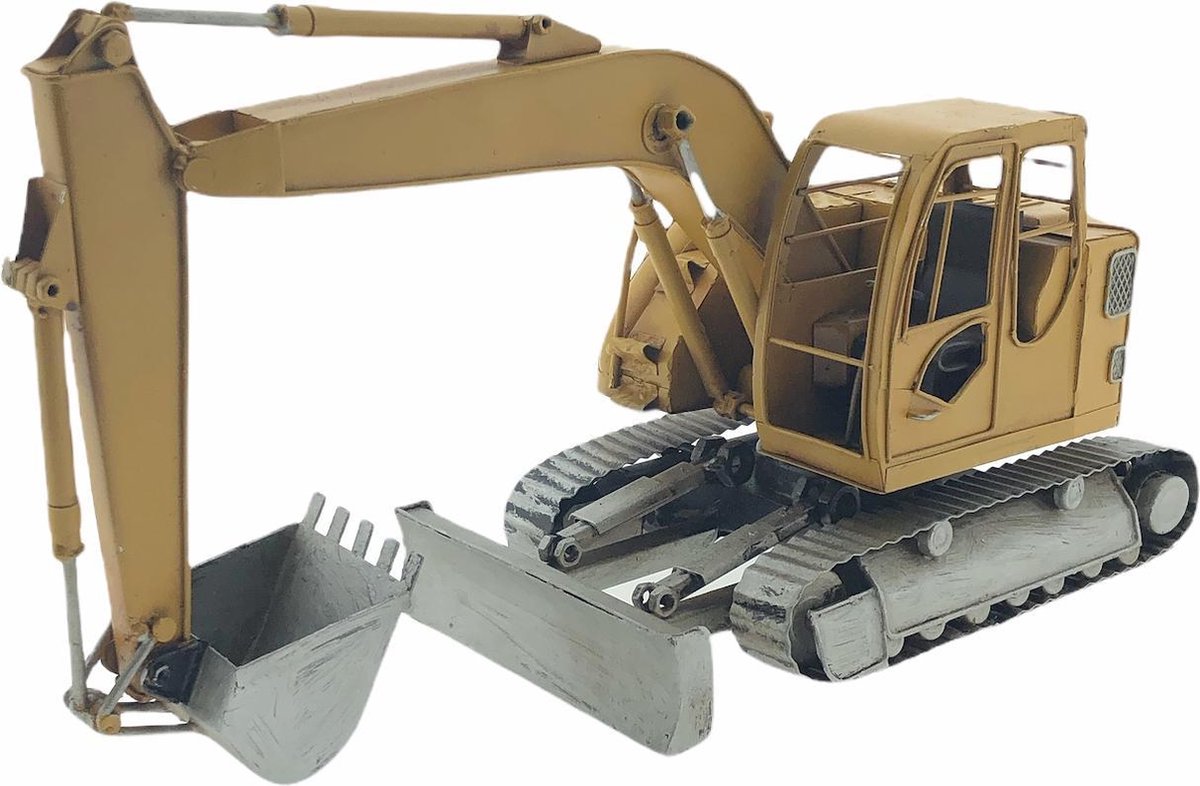 Metalen Graafmachine als decoratie - 14 x 13 x 19 cm