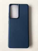 Hoogwaardige Siliconen back cover - Geschikt voor Samsung Galaxy S21 Ultra - TPU hoesje Blauw (Navy) 2mm dik stevig backcover
