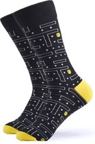 Pacman sokken - Zwart/Geel gaming heren sokken - maat 40-46