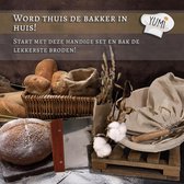 Yumi® 5-Delige 23 cm Ronde Brood Rijsmand Banneton Set - Met GRATIS RVS Deegmes - Inclusief Deegkleed, PBA-vrij Plastic Deegmes, Borstel en Deegschraper + Mesjes.