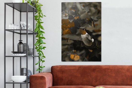 Peintures sur toile Vogel - Colibri - Or - 80x120 cm - Décoration murale