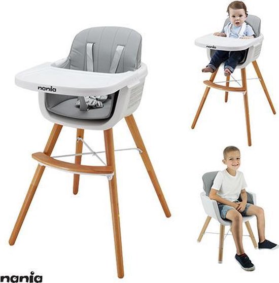 Nania - Luna Kinderstoel - 2 in 1 - meegroeistoel - Wit, Grijs - vanaf 6  maanden - Wit | bol.com
