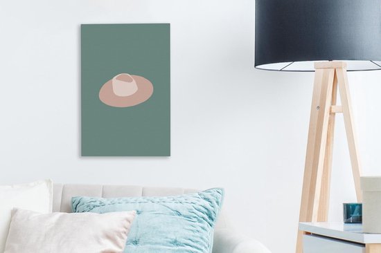 Toile Peinture Eté - Chapeau de Plage - Pastel - 20x30 cm - Décoration murale