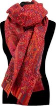 Rode kani pashmina sjaal - 180 x 70 cm