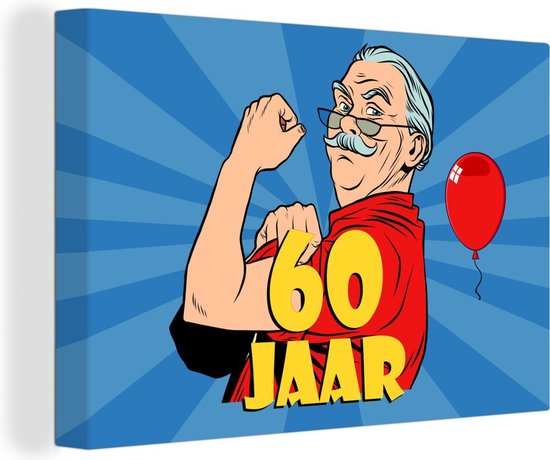 Tableau sur toile Anniversaire - Anniversaire - 60 ans - Homme - 180x120 cm - Décoration murale XXL