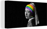 Canvas Schilderij Meisje met de parel - Pride - Regenboog - 80x40 cm - Wanddecoratie