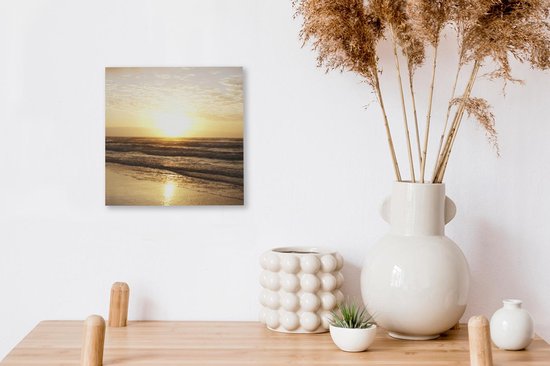 Toile Peinture Soleil - Mer - Plage - 20x20 cm - Décoration murale