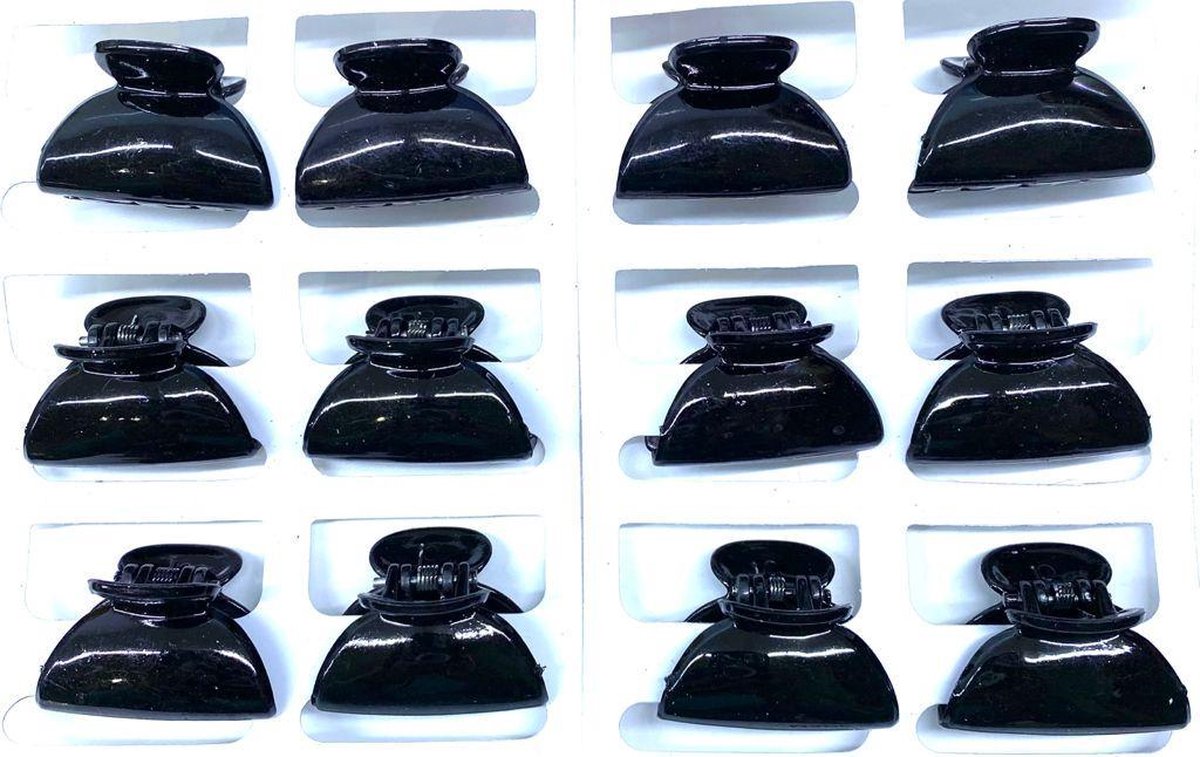 Mini Haarklemmen - Haarspelden - Haarclip - Zwart - 3 cm - Set 12 Stuks