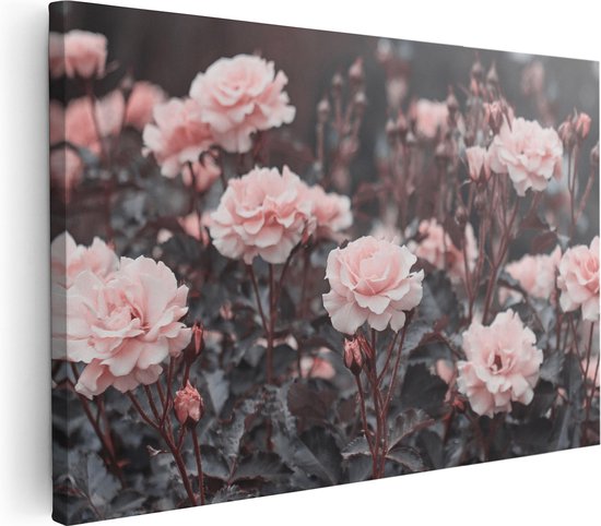 Artaza Canvas Schilderij Roze Rozen Bloemen - 90x60 - Foto Op Canvas - Canvas Print - Muurdecoratie