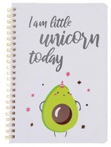 notitieboek Avocado Unicorn hardcover A5 papier grijs