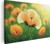 Artaza Canvas Schilderij Oranje Klaproos Bloemen - 120x80 - Groot - Foto Op Canvas - Wanddecoratie Woonkamer