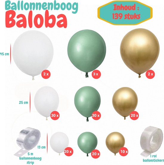 Baloba® Arche Ballon vert, Ballons d' or et Wit - Décoration Fête Pack -  Anniversaire