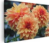 Artaza Canvas Schilderij Oranje Dahlia Bloemen  - 60x40 - Foto Op Canvas - Canvas Print