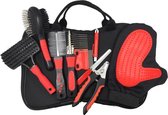 Honden/ katten/ poezen grooming set - verzorging set - 9 delig - Luizenkam - handschoenborstel - hondennagelknipper