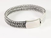 Zware gevlochten zilveren armband met kliksluiting - lengte 19 cm