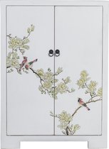 Fine Asianliving Chinese Kast Wit Bloesems Handbeschilderd B80xD35xH99cm Chinese Meubels Oosterse Kast